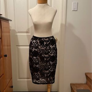 H&M black lace overlay pencil skirt